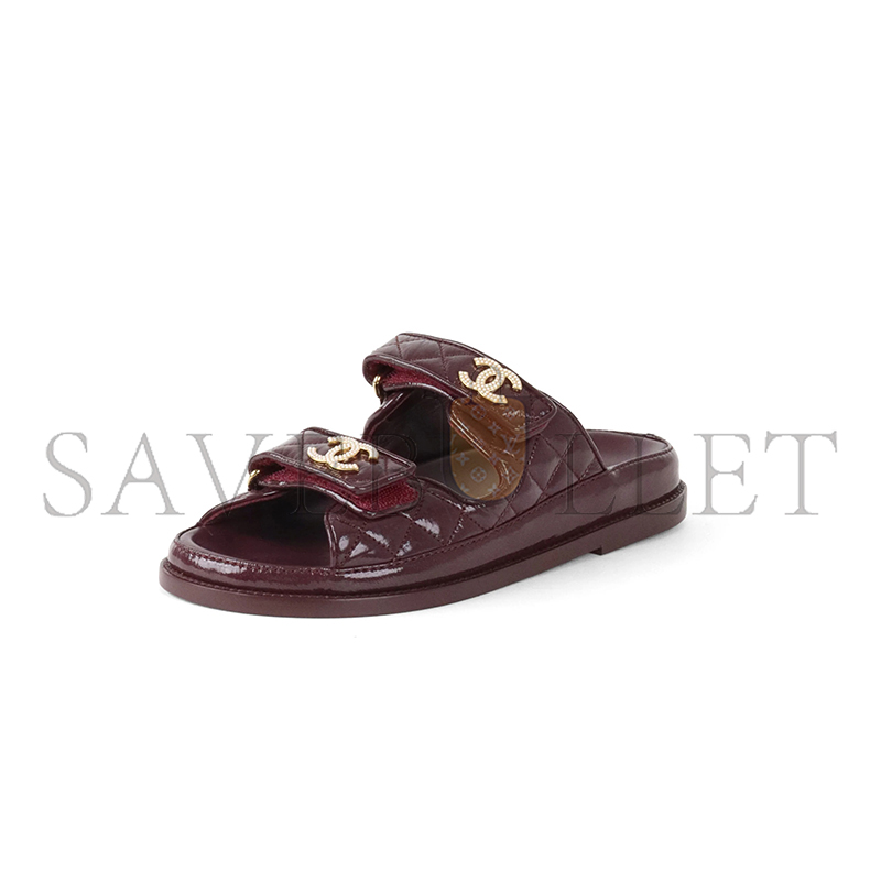Ch**el patent mule slides burgundy red